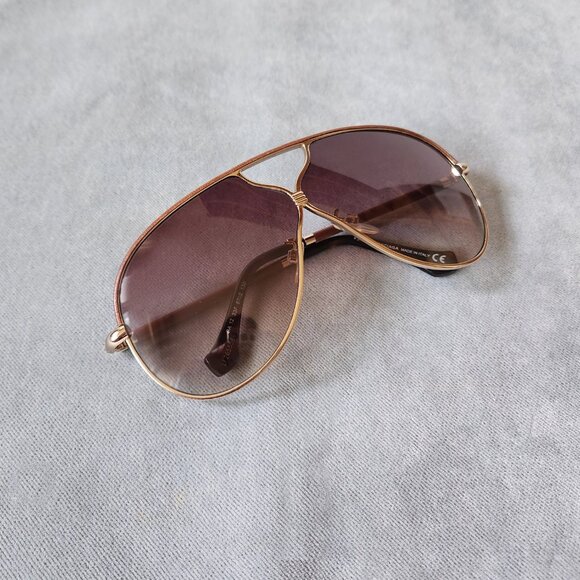 Balenciaga Brown Lucite Sunglasses with Gilded Gold Hardware and Brown Lambskin - Picture 1 of 8